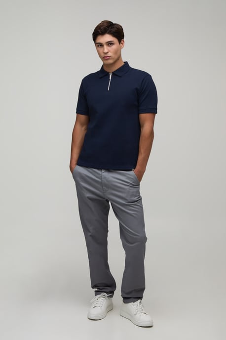 Slim Premium Interlock Zip Neck Polo - Image 4
