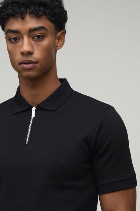 Slim Premium Interlock Zip Neck Polo - Image 3
