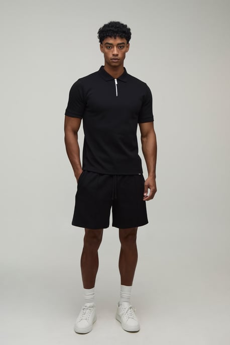 Slim Premium Interlock Zip Neck Polo - Image 4