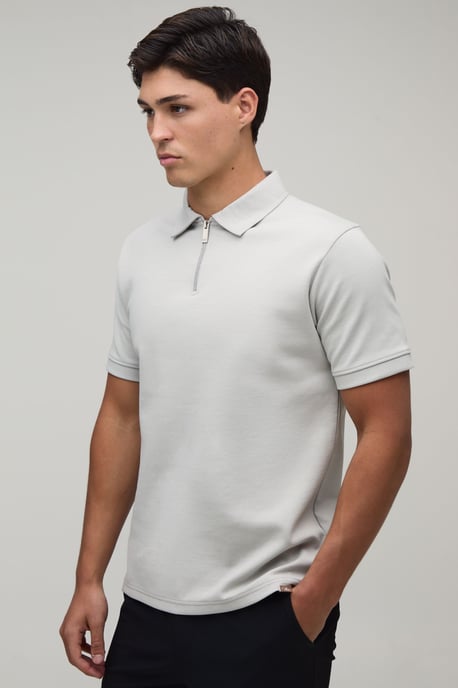 Slim Premium Interlock Zip Neck Polo - Image 1