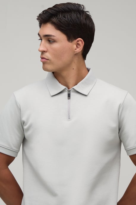 Slim Premium Interlock Zip Neck Polo - Image 3