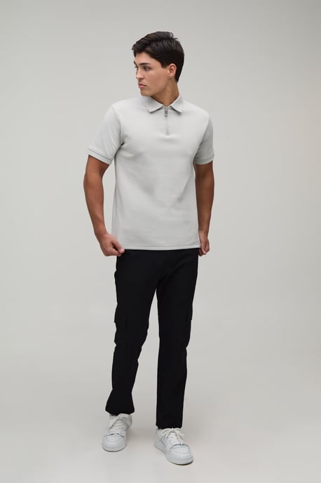 Slim Premium Interlock Zip Neck Polo - Image 4