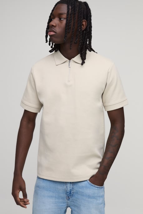 Slim Premium Interlock Zip Neck Polo - Image 1