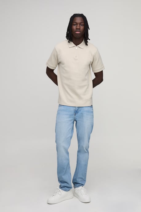 Slim Premium Interlock Zip Neck Polo - Image 4