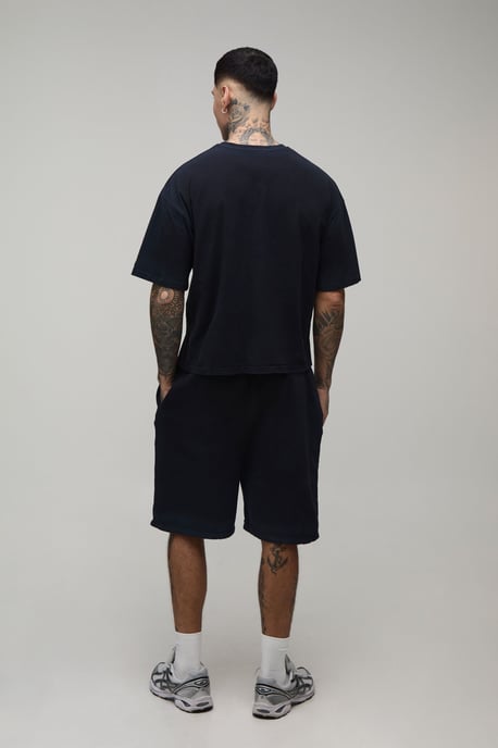 Tall Oversized Shrunken Spray Seam Wash T-Shirt & Shorts Set - Image 2