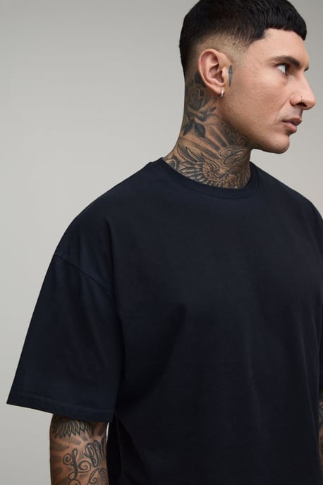 Tall Oversized Shrunken Spray Seam Wash T-Shirt & Shorts Set - Image 3