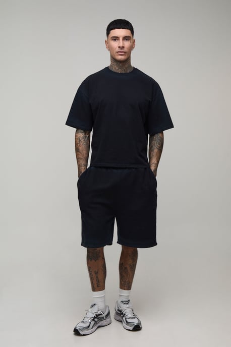 Tall Oversized Shrunken Spray Seam Wash T-Shirt & Shorts Set - Image 4