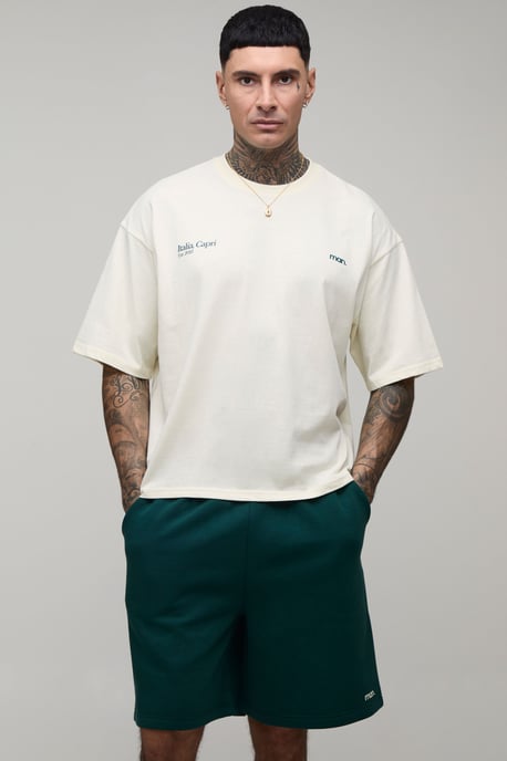 Tall Oversized Boxy Italia Capri T-Shirt & Baggy Short Set - Image 3