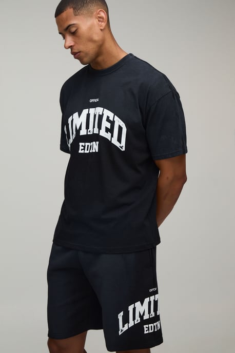 Oversized Spray Wash Limited Edition Printed T-Shirt & Short Set - Image 3