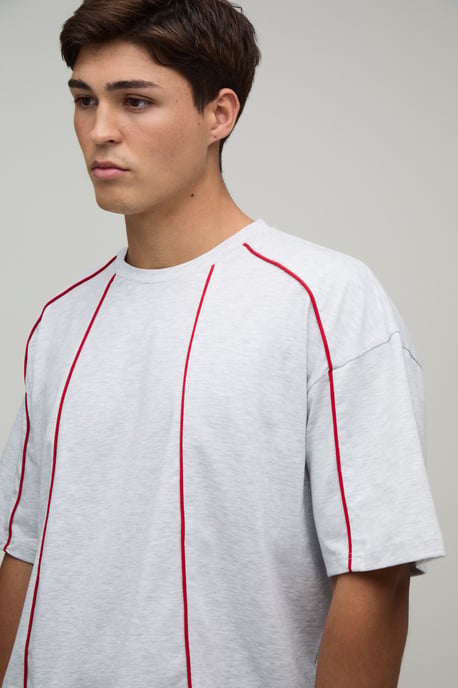 Contrast Piping Oversized Boxy T-Shirt & Baggy Short Set - Image 3