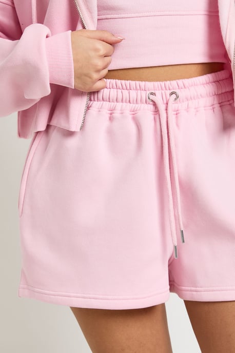 Deep Hem Crop Top 3 Piece Hooded Short Tracksuit - Image 4