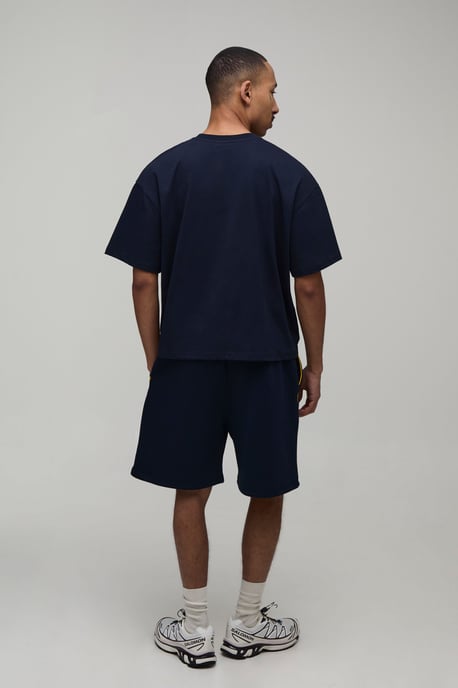 Contrast Piping Oversized Boxy T-Shirt & Baggy Short Set - Image 2