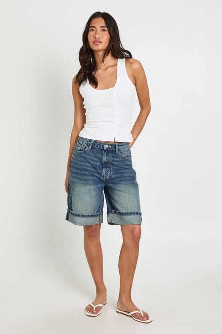 Turn Up Denim Jorts - Image 3