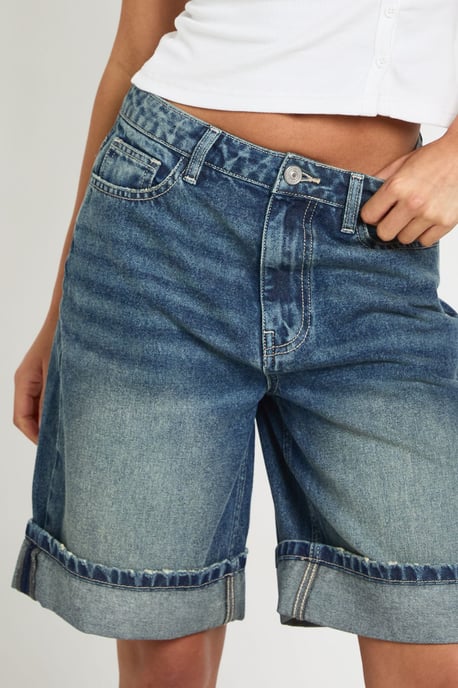 Turn Up Denim Jorts - Image 4