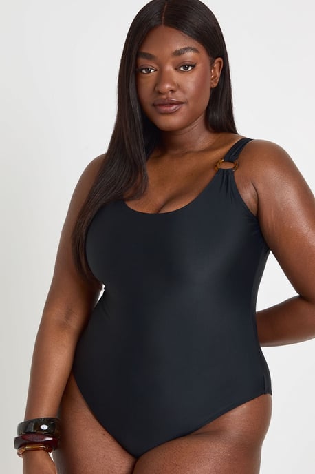 Plus Trim Detail Scoop Neck Swimsuit - Image 1