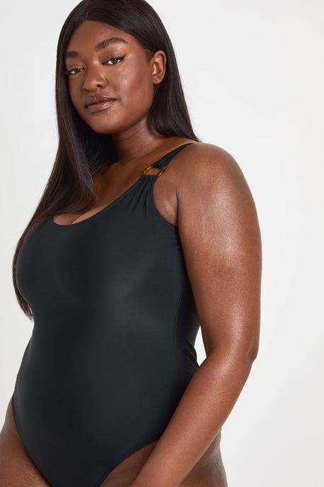 Plus Trim Detail Scoop Neck Swimsuit - Image 3