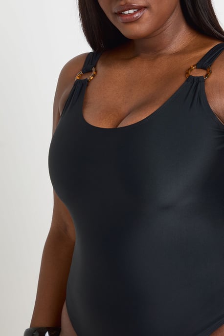 Plus Trim Detail Scoop Neck Swimsuit - Image 4
