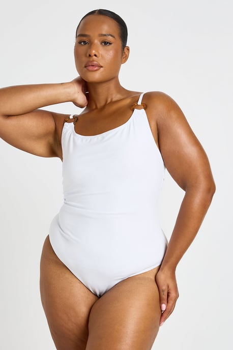 Plus Trim Detail Scoop Neck Swimsuit - Image 3