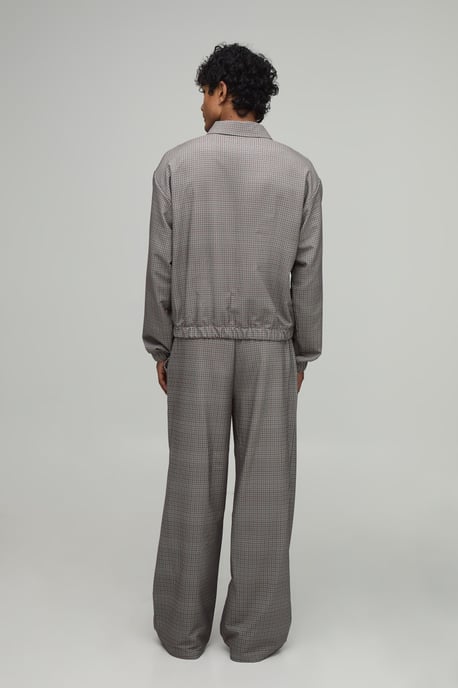 Oversized Check Technical Stretch Harrington Overshirt - Image 2