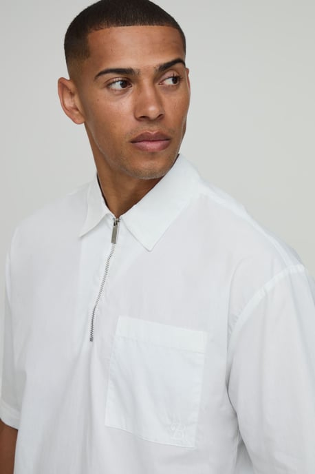Oversized Boxy Quarter Zip Half Sleeve Shirt - Image 3