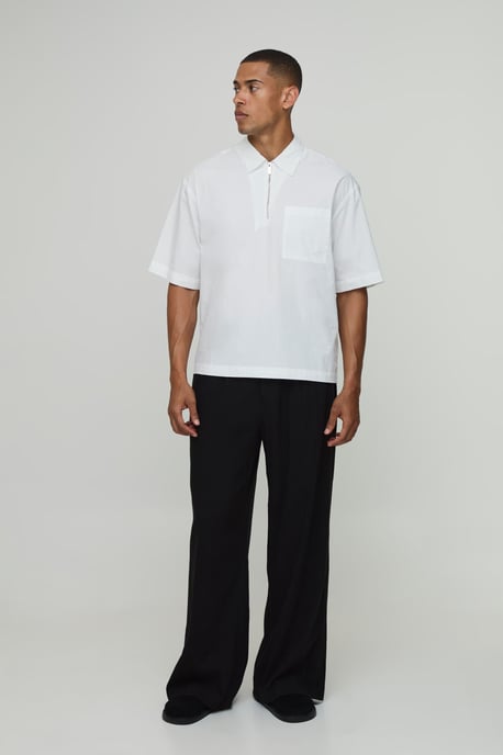 Oversized Boxy Quarter Zip Half Sleeve Shirt - Image 4