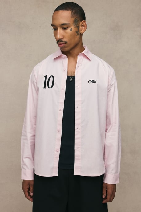 Regular Fit Number Embroidered Long Sleeve Shirt - Image 1
