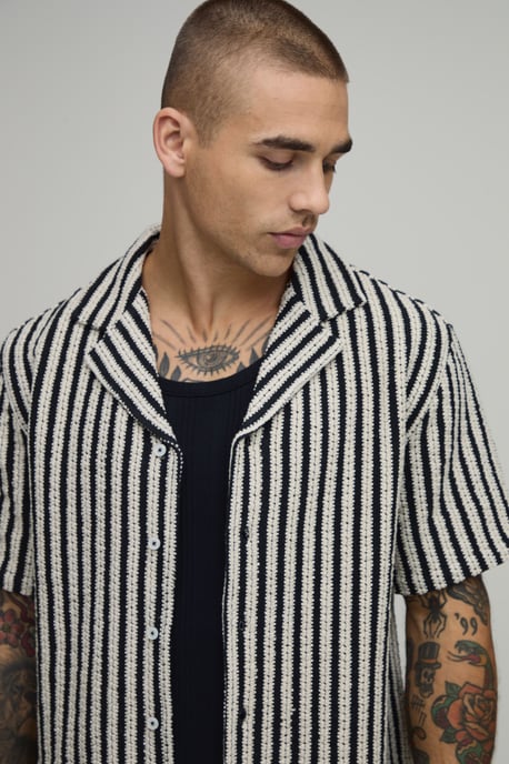 Regular Fit Stripe Basket Weave Shirt - Image 3