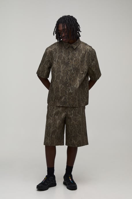 Oversized Half Sleeve Abstract Camo Co-ord Shirt - Image 4