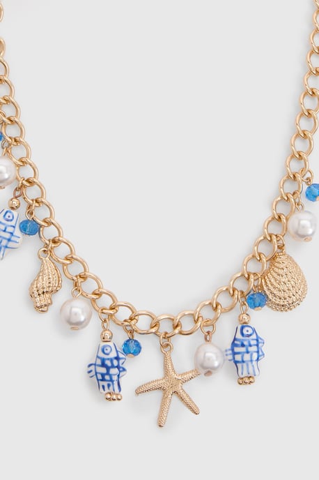 Porcelain Print Ocean Detail Charm Necklace - Image 2