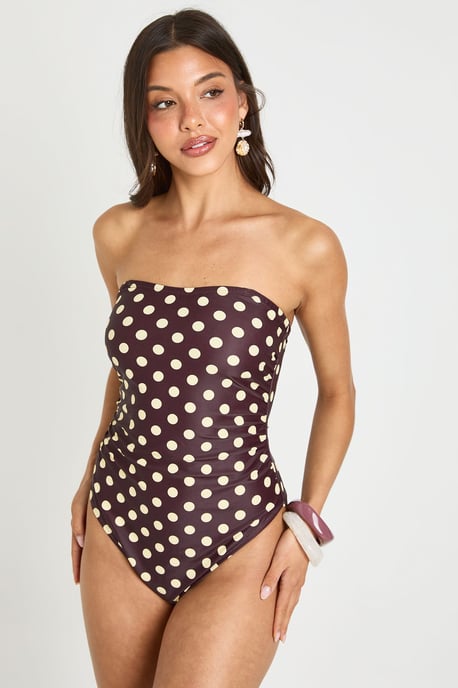 Polka Dot Essentials Detachable Strap Bandeau Swimsuit - Image 3