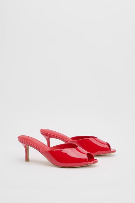 Peep Toe Patent Heeled Mules - Image 3