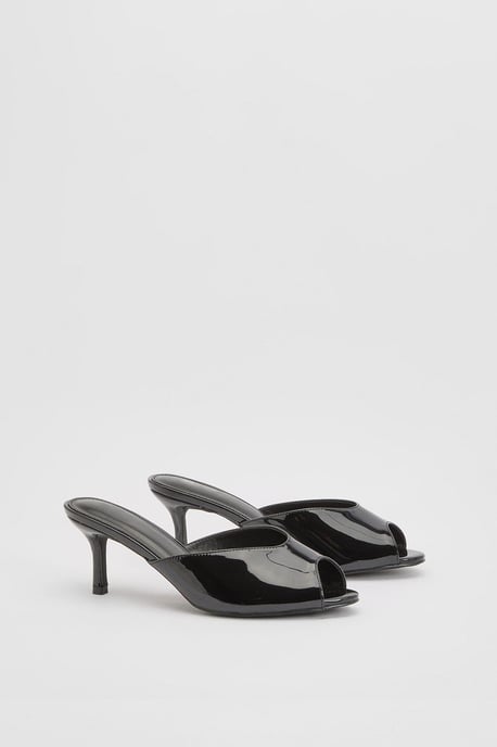 Peep Toe Patent Heeled Mules - Image 3