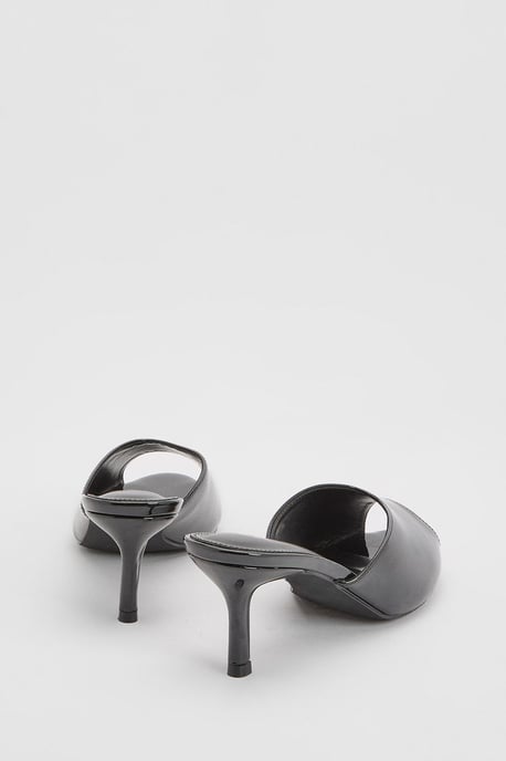 Peep Toe Patent Heeled Mules - Image 4