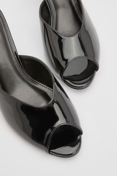 Peep Toe Patent Heeled Mules - Image 5