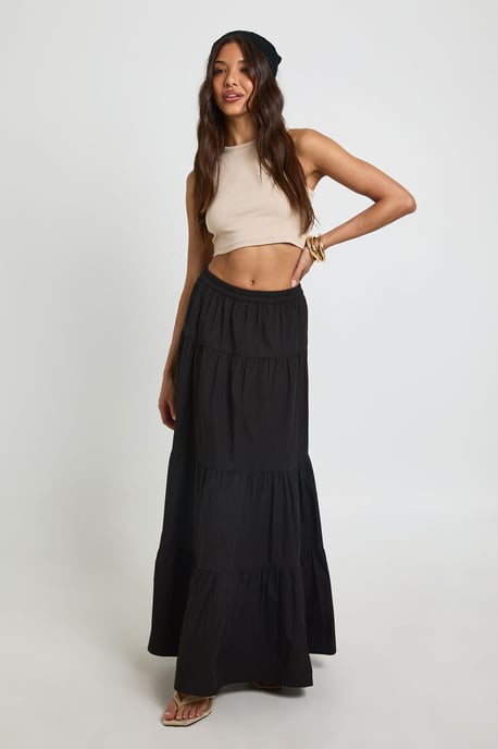 Tiered Cotton Poplin Maxi Skirt - Image 3