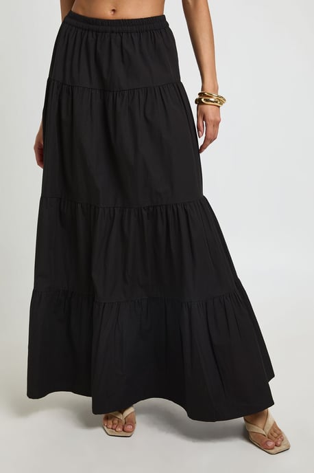 Tiered Cotton Poplin Maxi Skirt - Image 4