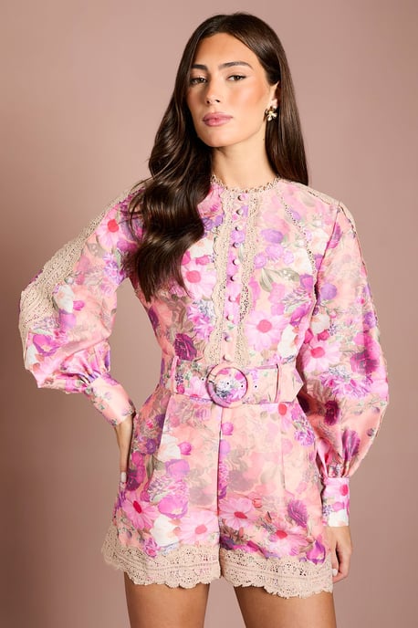 Floral Printed Cotton Playsuit - Image 2