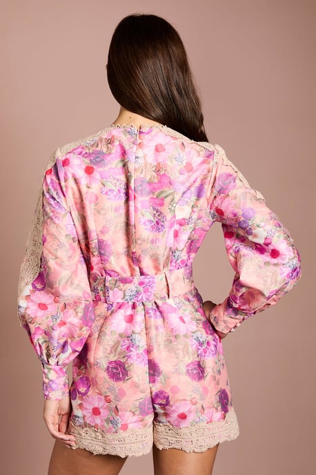 Floral Printed Cotton Playsuit - Image 3
