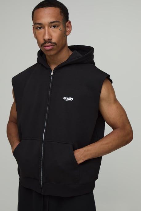 Oversized Sleeveless Zip Through Hoodie - Image 1