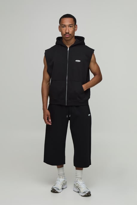 Oversized Sleeveless Zip Through Hoodie - Image 4