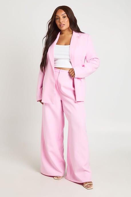 Plus Pleated Front Wide Leg Trousers - Image 1