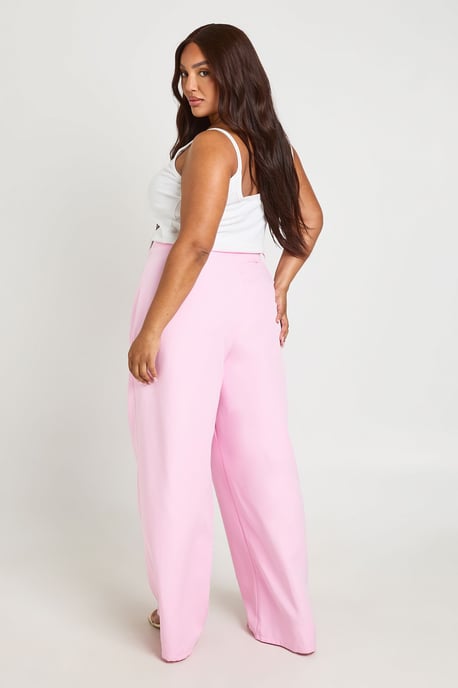 Plus Pleated Front Wide Leg Trousers - Image 2
