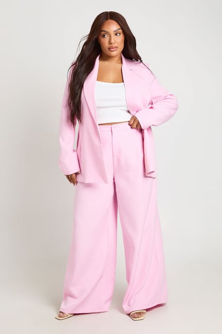 Plus Pleated Front Wide Leg Trousers - Image 3