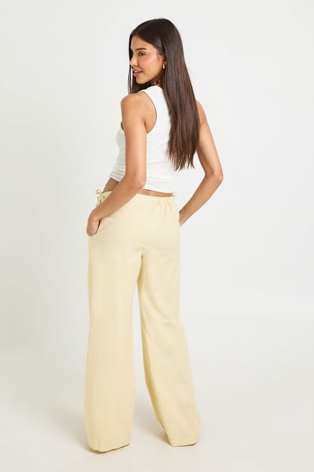 Linen Look Tie Side Low Rise Trousers - Image 2