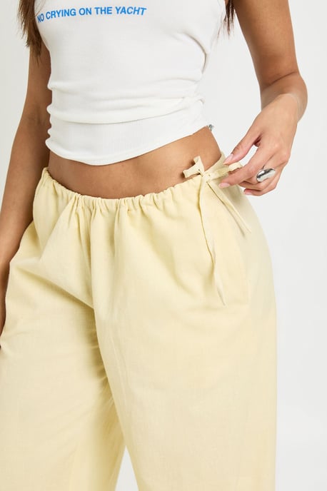 Linen Look Tie Side Low Rise Trousers - Image 4
