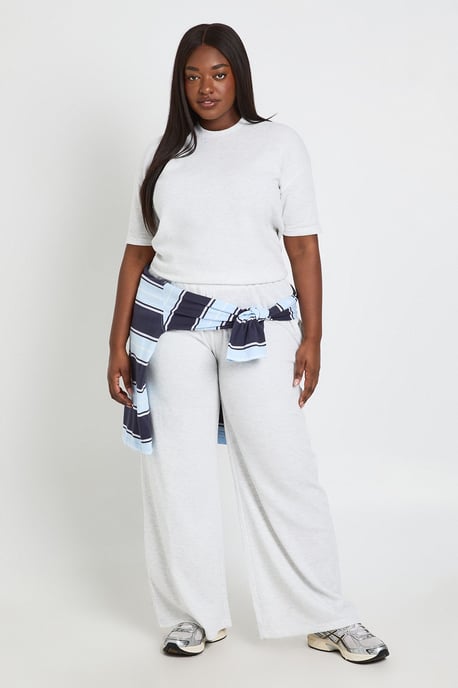 Plus Waffle T-shirt and Wide Leg Trouser Co-ord - Image 3