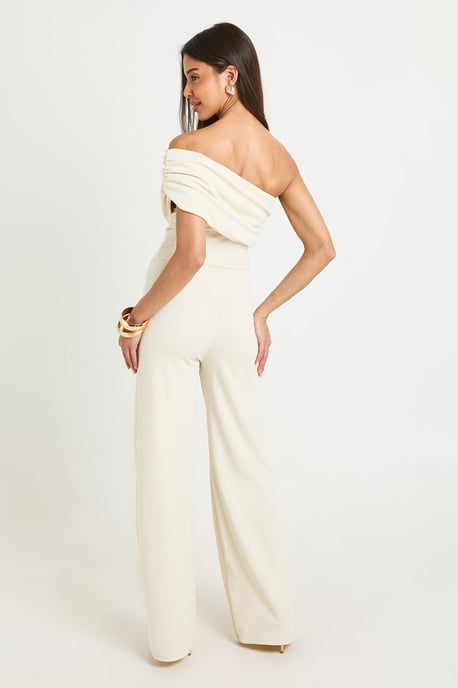 Jersey Crepe Bardot Wide Leg Jumpsuit - Image 2