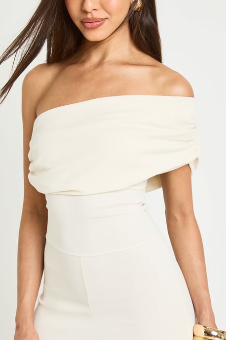 Jersey Crepe Bardot Wide Leg Jumpsuit - Image 4