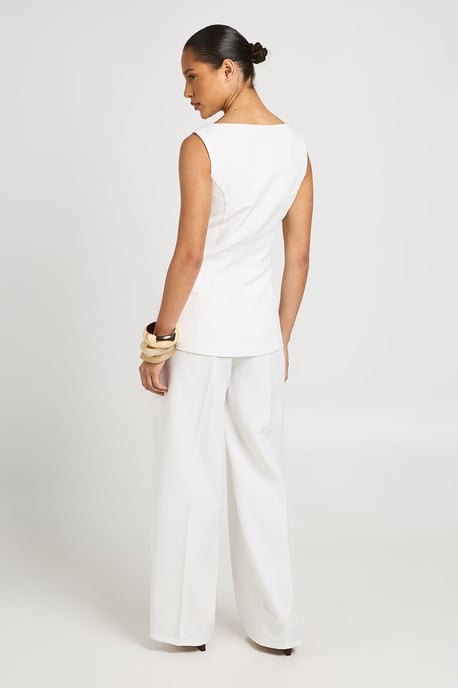 Pleated Wide Leg Tailored Trousers - Image 2