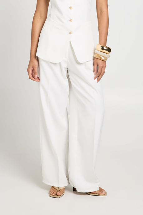 Pleated Wide Leg Tailored Trousers - Image 3